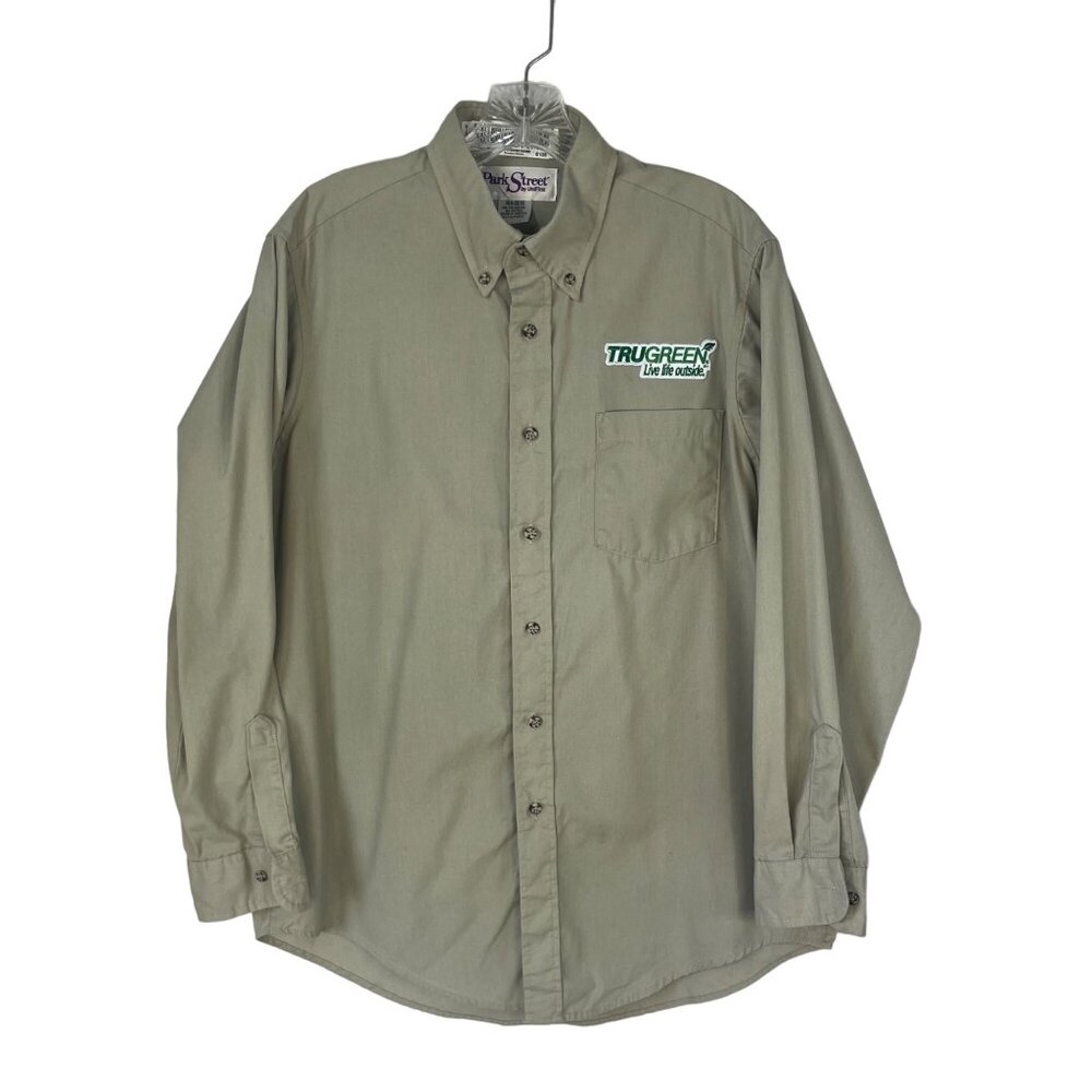 TruGreen Employee Lawn Care Work Shirt Size 16 32/33 Tan Park Street Unifirst